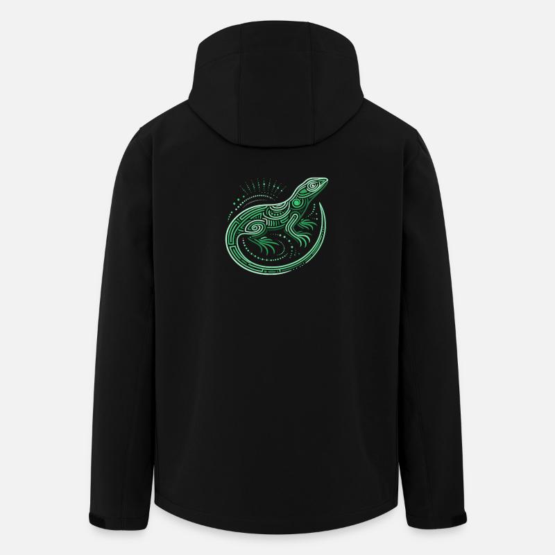 Eidechsen-Grüntöne, Aborigine-Motive, Tribal - Recycelte Männer Softshell-Jacke von Stanley/Stella - Schwarz