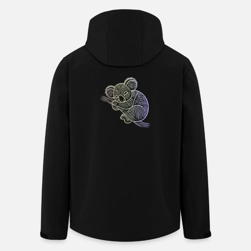 koala en motifs aborigènes , tribal - Veste softshell homme en polyester recyclé Stanley/Stella - noir