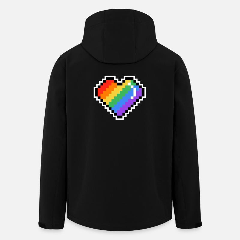 Pixel Regenbogenherz - Recycelte Männer Softshell-Jacke von Stanley/Stella - Schwarz