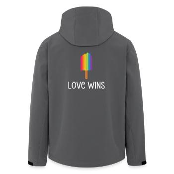 Mois de la fierté LGBTQ - L’amour gagne - Veste softshell homme en polyester recyclé Stanley/Stella - charbon - Dos - AI Model Male 185 light (185cm)