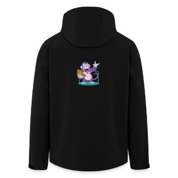 Pizza: Monkey makes it better! - Men’s Recycled Softshell Jacket by Stanley/Stella - black - Back - AI Model Male 185 light (185cm)