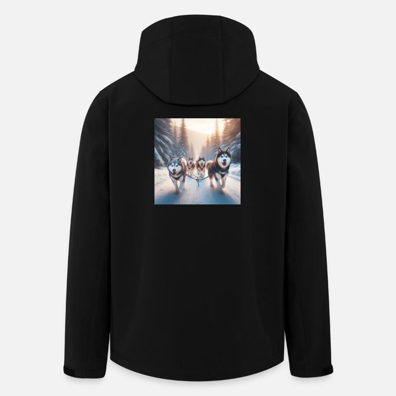 Huskys auf einem Schlitten - Recycelte Männer Softshell-Jacke von Stanley/Stella - Schwarz