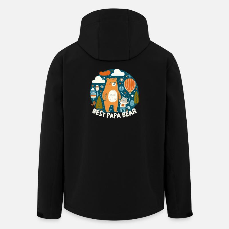 Fête des pères. Meilleur Papa Bear - Veste softshell homme en polyester recyclé Stanley/Stella - noir
