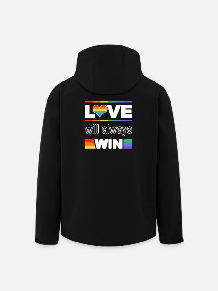 Love Wins Pride Heart - Men’s Recycled Softshell Jacket by Stanley/Stella - black