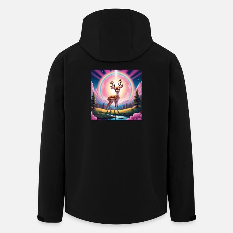 Reh mit Regenbogen - Recycelte Männer Softshell-Jacke von Stanley/Stella - Schwarz