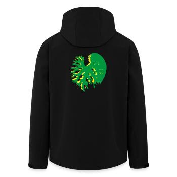 Herzblatt Struktur Gruen Gelb Catalpa - Recycelte Männer Softshell-Jacke von Stanley/Stella - Schwarz - Hinten - AI Model Male 185 light (185cm)