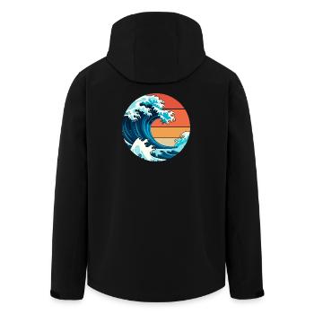 Japanische Welle - Recycelte Männer Softshell-Jacke von Stanley/Stella - Schwarz - Hinten - AI Model Male 185 light (185cm)