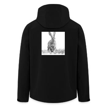 Hoppelnder Hase schwarweiss - Recycelte Männer Softshell-Jacke von Stanley/Stella - Schwarz - Hinten - AI Model Male 185 light (185cm)
