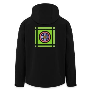 Geometric play of colours in colour - Men’s Recycled Softshell Jacket by Stanley/Stella - black - Back - AI Model Male 185 light (185cm)