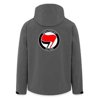 Logo ANTIFA - Veste softshell homme en polyester recyclé Stanley/Stella - charbon - Dos - AI Model Male 185 light (185cm)