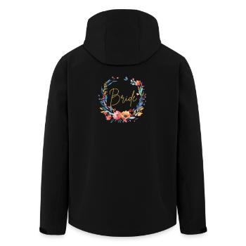 Équipe de la mariée, Cercle de fleurs, Personnalisable - Veste softshell homme en polyester recyclé Stanley/Stella - noir - Dos - AI Model Male 185 light (185cm)