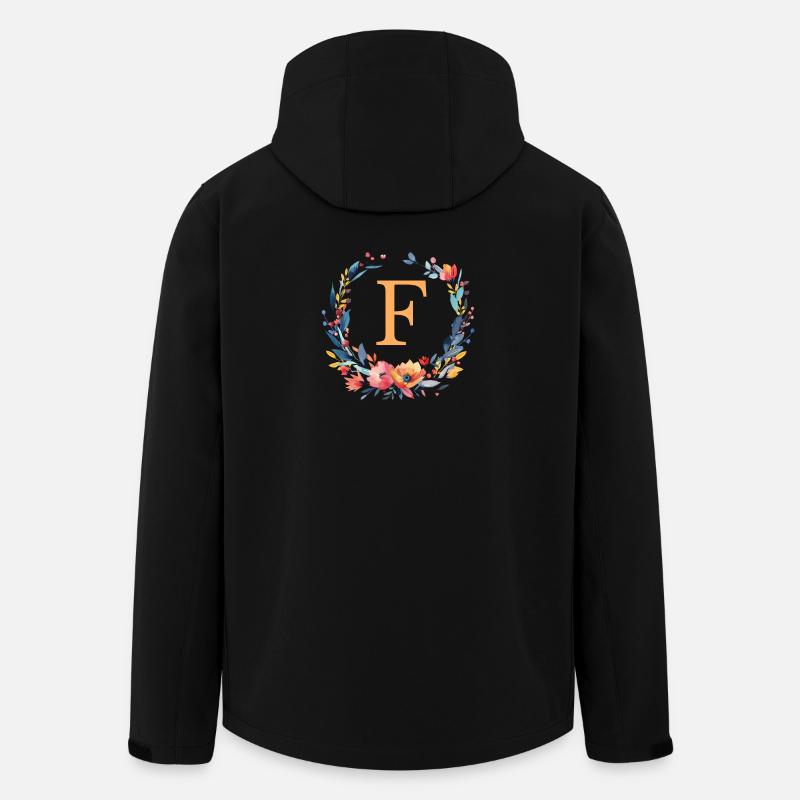 F Monogramm, Blumen-Kranz, personalisierbar - Recycelte Männer Softshell-Jacke von Stanley/Stella - Schwarz