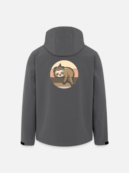 retro sloth comic icon sunset logo - Men’s Recycled Softshell Jacket by Stanley/Stella - black