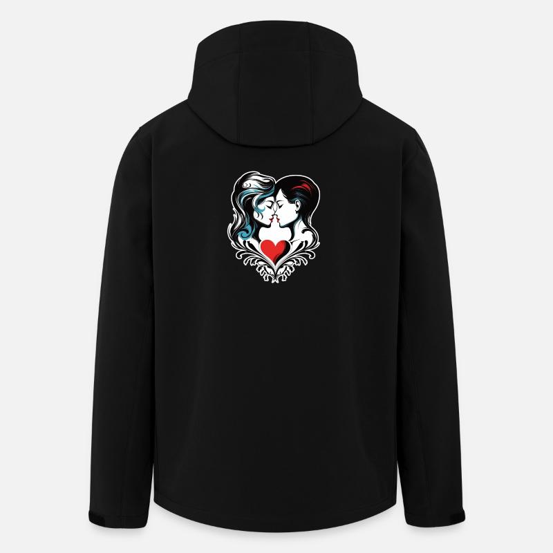 Kussduett im Herzensrahmen - Recycelte Männer Softshell-Jacke von Stanley/Stella - Schwarz