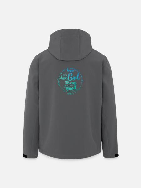 For de som elsker Gud - Romerne 8:28 - Softshelljakke herre i resirkulert polyester Stanley/Stella - svart