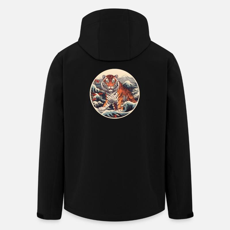 Vague du tigre Ukiyo-e Hokusai - Veste softshell homme en polyester recyclé Stanley/Stella - noir