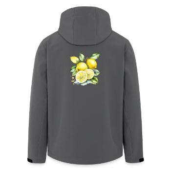 Sour yellow lemons in watercolor style - Men’s Recycled Softshell Jacket by Stanley/Stella - anthracite - Back - AI Model Male 185 light (185cm)