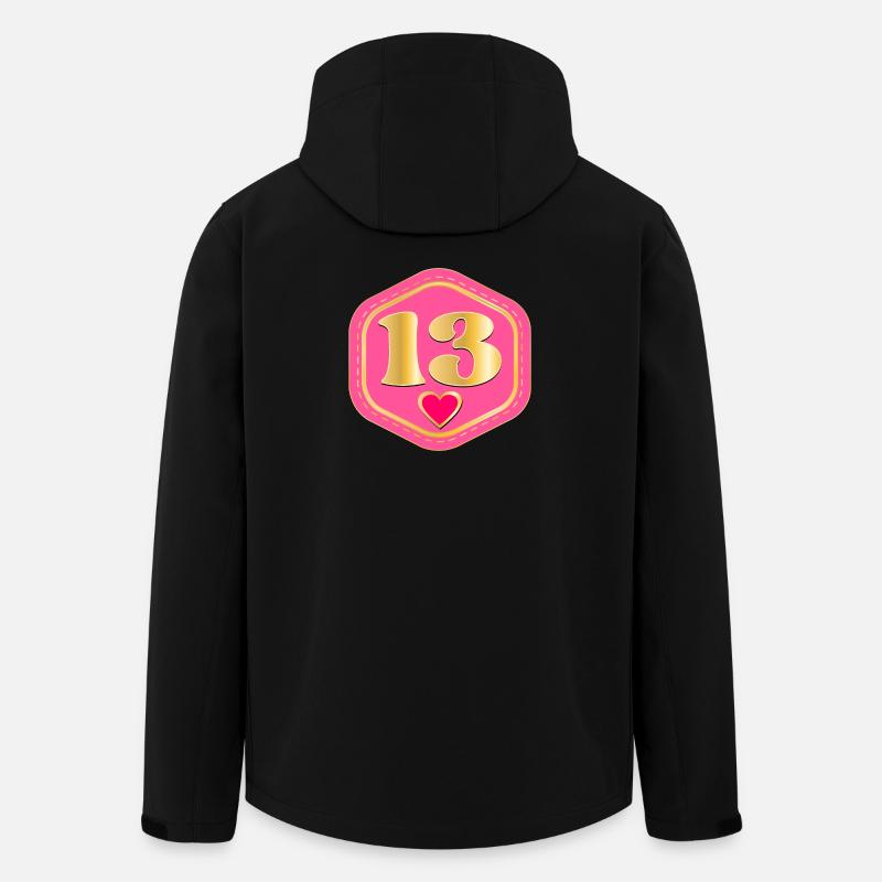 13e anniversaire - Numéro treize - Veste softshell homme en polyester recyclé Stanley/Stella - noir