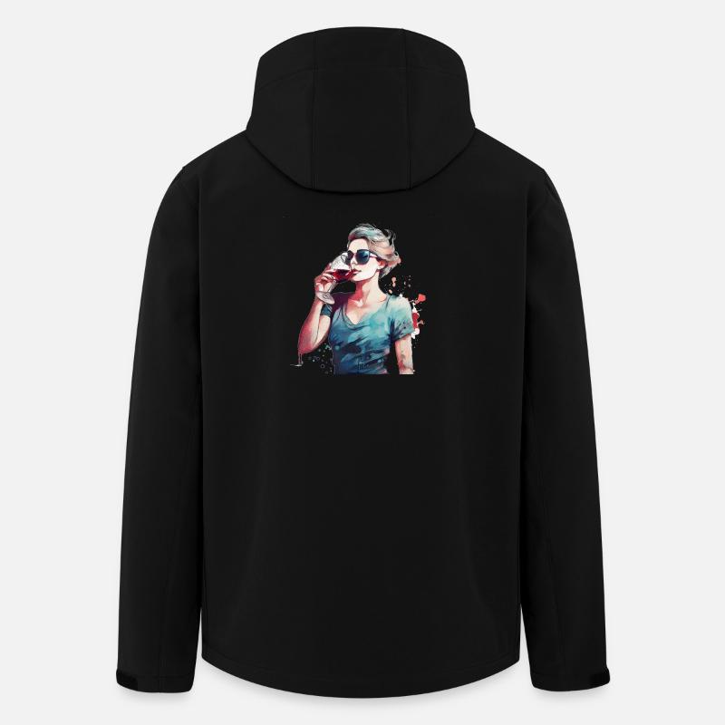 Frau trinkt roten Wein - Recycelte Männer Softshell-Jacke von Stanley/Stella - Schwarz