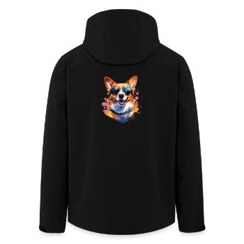 Corgie with sunglasses - Men’s Recycled Softshell Jacket by Stanley/Stella - black - Back - AI Model Male 185 light (185cm)