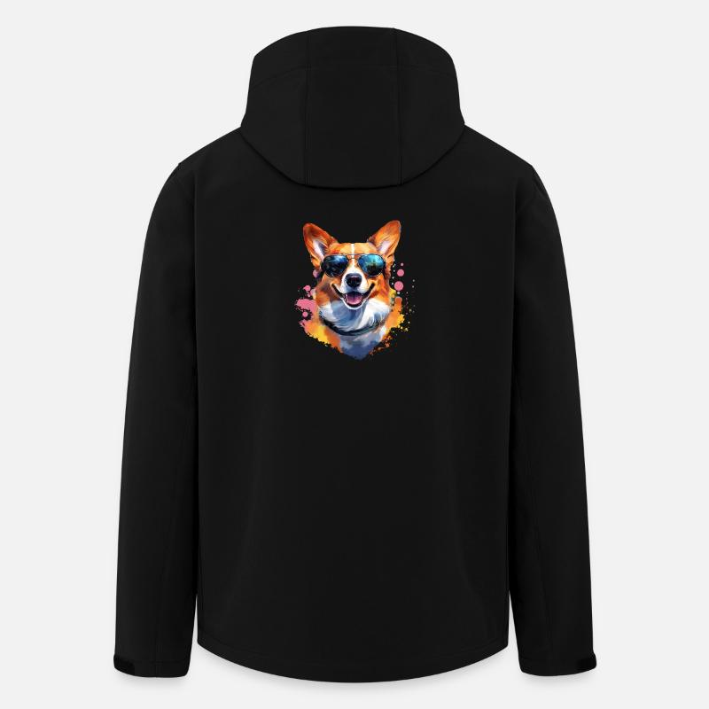 Corgie mit Sonnenbrille - Recycelte Männer Softshell-Jacke von Stanley/Stella - Schwarz
