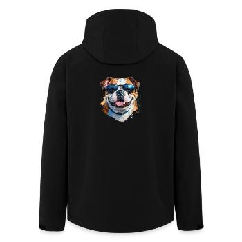 Bulldog with sunglasses - Men’s Recycled Softshell Jacket by Stanley/Stella - black - Back - AI Model Male 185 light (185cm)