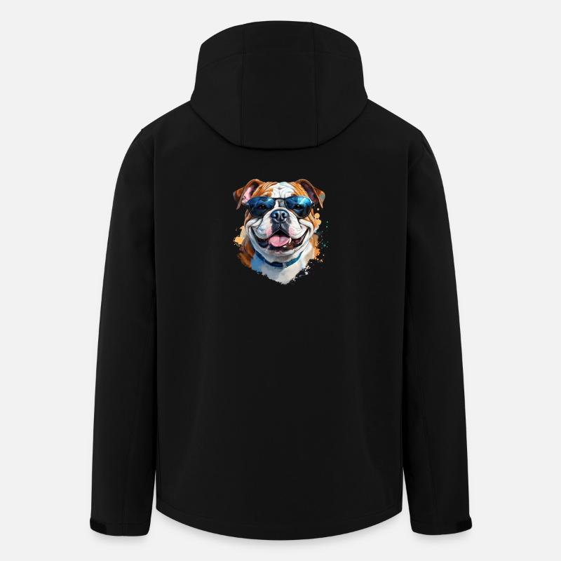 Bulldogge mit Sonnenbrille - Recycelte Männer Softshell-Jacke von Stanley/Stella - Schwarz