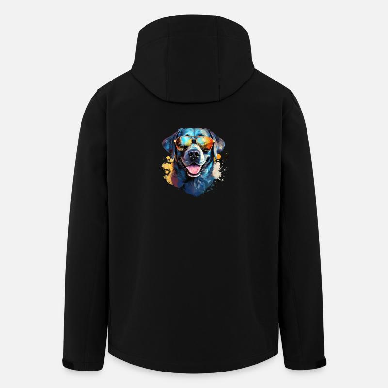 Labrador mit Sonnenbrille - Recycelte Männer Softshell-Jacke von Stanley/Stella - Schwarz
