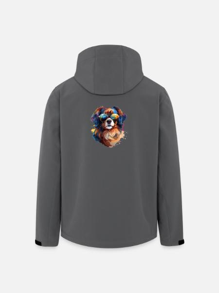 Tibetan Spaniel with Sunglasses - Men’s Recycled Softshell Jacket by Stanley/Stella - black