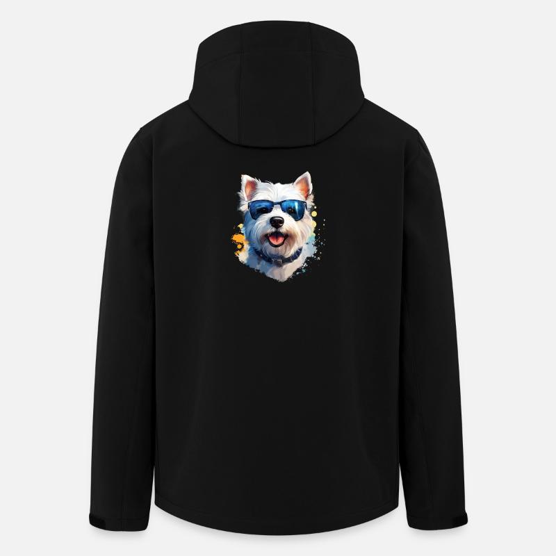 Westie avec lunettes de soleil - Veste softshell homme en polyester recyclé Stanley/Stella - noir