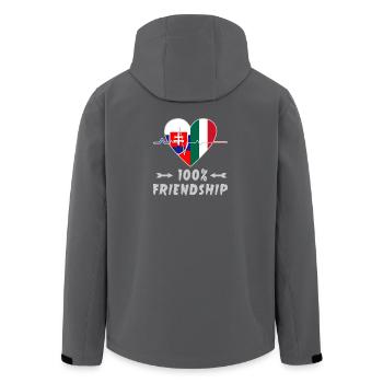 Slowakei und Italien 100% Freundschaft - Recycelte Männer Softshell-Jacke von Stanley/Stella - Anthrazit - Hinten - AI Model Male 185 light (185cm)