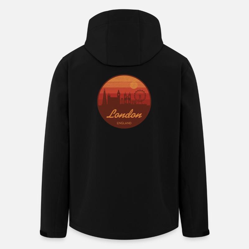 London's skyline in retro sunset - Men’s Recycled Softshell Jacket by Stanley/Stella - black