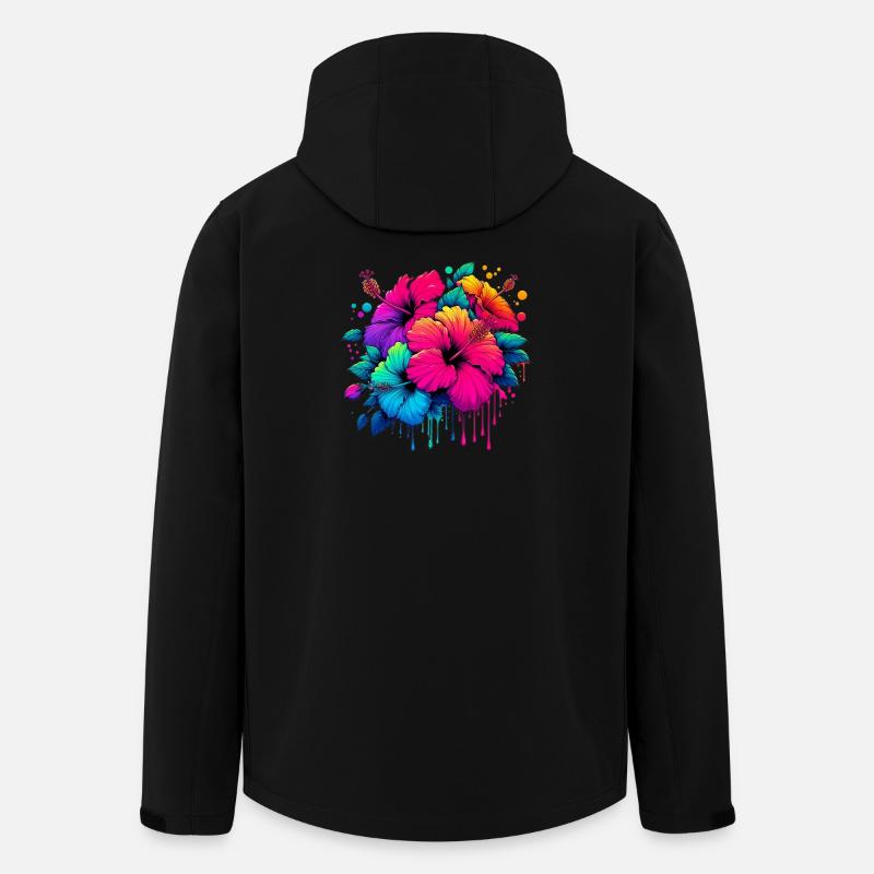 Fleurs d’hibiscus - Veste softshell homme en polyester recyclé Stanley/Stella - noir