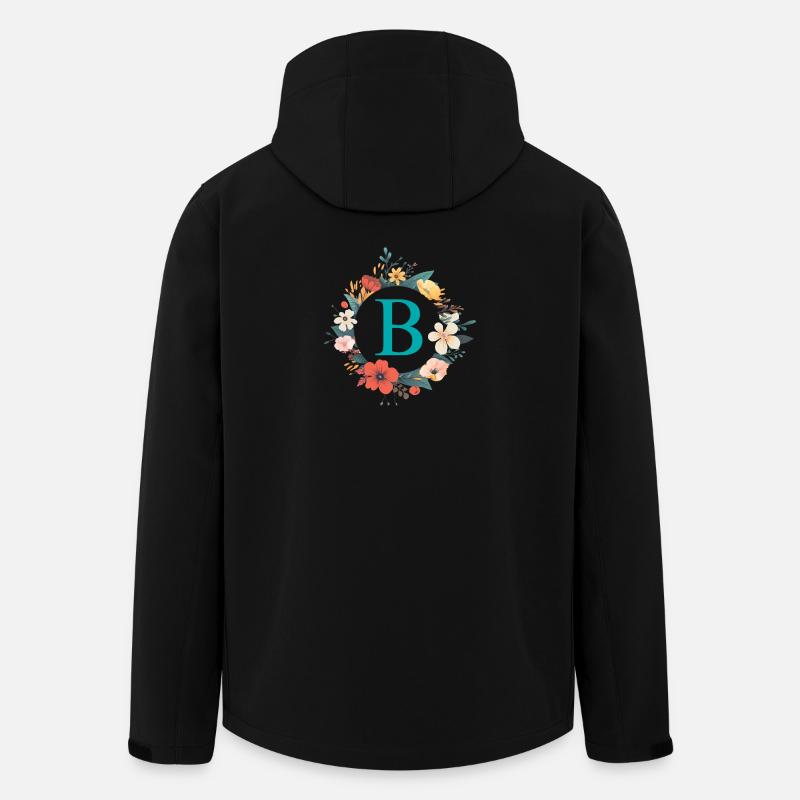 B Monogram, Flower Wreath, Personalizable - Men’s Recycled Softshell Jacket by Stanley/Stella - black