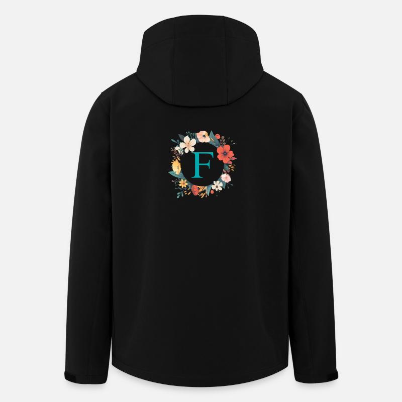 F Monogramm, Blumen-Kranz, personalisierbar - Recycelte Männer Softshell-Jacke von Stanley/Stella - Schwarz