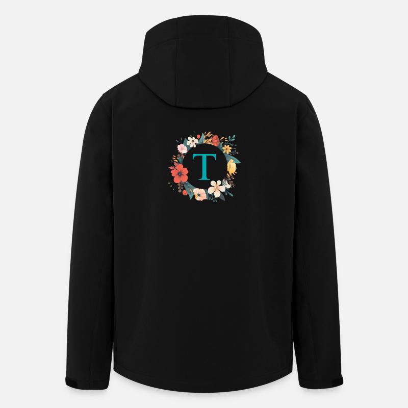 T Monogram, Couronne de fleurs, Personnalisable - Veste softshell homme en polyester recyclé Stanley/Stella - noir