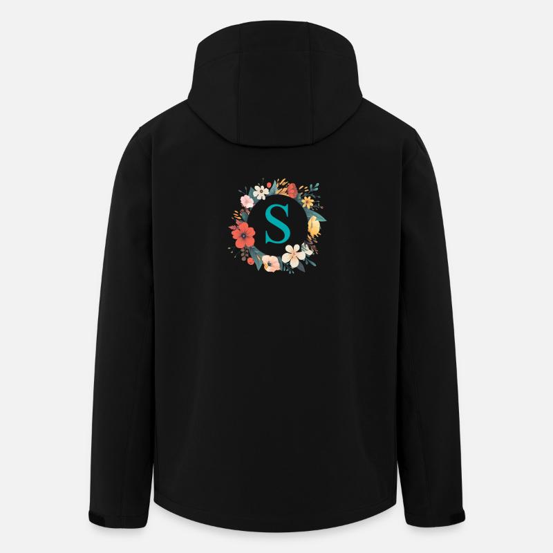 S Monogram, Flower Wreath, Personalizable - Men’s Recycled Softshell Jacket by Stanley/Stella - black