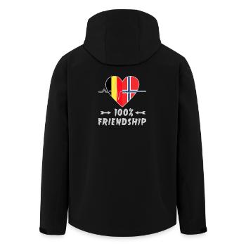 Belgien und Norwegen 100% Freundschaft - Recycelte Männer Softshell-Jacke von Stanley/Stella - Schwarz - Hinten - AI Model Male 185 light (185cm)