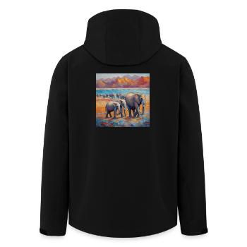 Colorful elephants by the river - Men’s Recycled Softshell Jacket by Stanley/Stella - black - Back - AI Model Male 185 light (185cm)