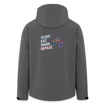 Schlaf Essen Arbeit Wiederholung Neon Design - Recycelte Männer Softshell-Jacke von Stanley/Stella - Anthrazit - Hinten - AI Model Male 185 light (185cm)