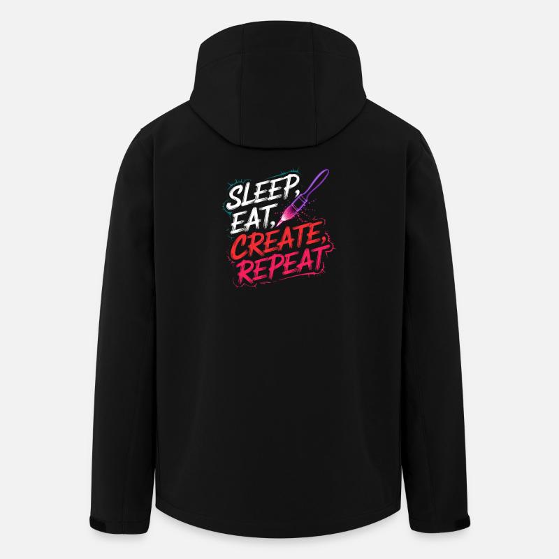 Sleep Eat Create Repeat - Men’s Recycled Softshell Jacket by Stanley/Stella - black