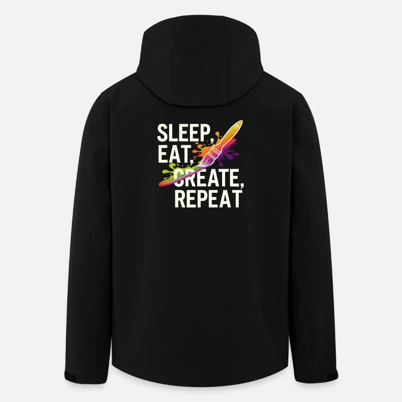 Sleep Eat Create Repeat - Men’s Recycled Softshell Jacket by Stanley/Stella - black