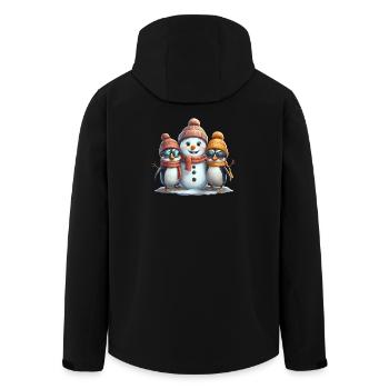 Winterfreunde: Pinguine & Schneemann - Recycelte Männer Softshell-Jacke von Stanley/Stella - Schwarz - Hinten - AI Model Male 185 light (185cm)