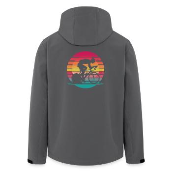 Neon Cyclist - Retro Indoor-Training - Recycelte Männer Softshell-Jacke von Stanley/Stella - Schwarz - Hinten - AI Model Male 185 light (185cm)