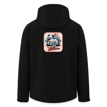 Dalmatiner i Seatl Hearts Sandwiches Hundemotiv - Recycelte Männer Softshell-Jacke von Stanley/Stella - Schwarz - Hinten - AI Model Male 185 light (185cm)