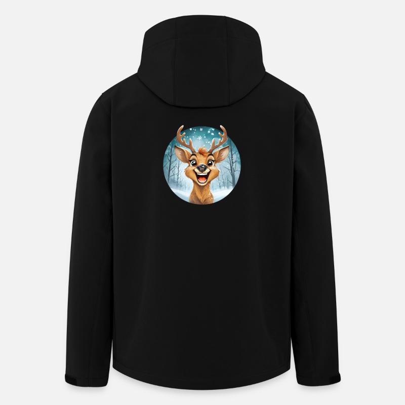 Renne festif, paysage hivernal enneigé - Veste softshell homme en polyester recyclé Stanley/Stella - noir