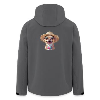 Chihuahua with straw hat & sunglasses - Men’s Recycled Softshell Jacket by Stanley/Stella - anthracite - Back - AI Model Male 185 light (185cm)