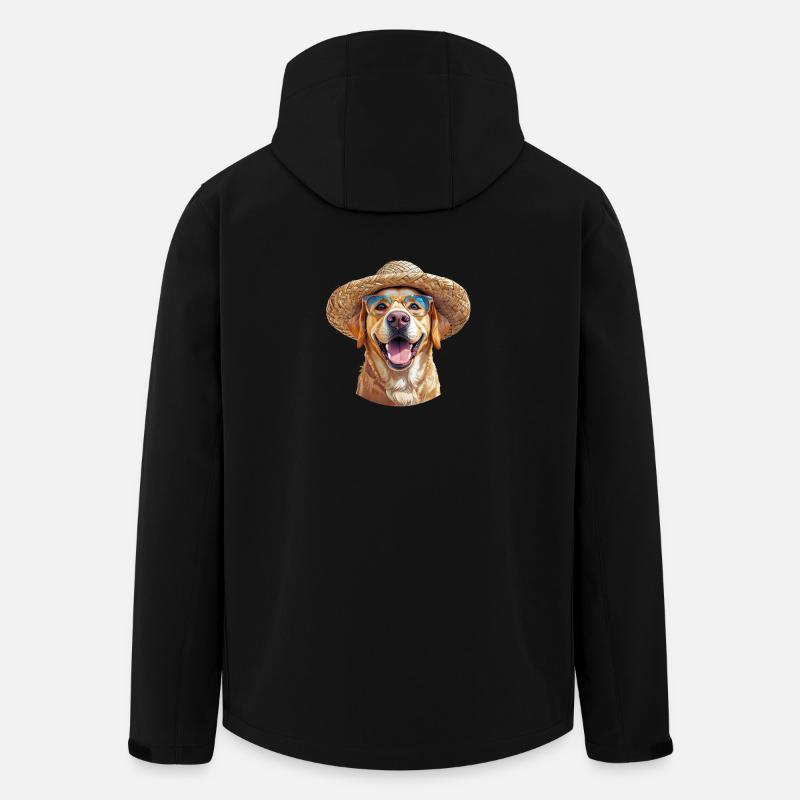 Labrador mit Strohhut & Sonnenbrille - Recycelte Männer Softshell-Jacke von Stanley/Stella - Schwarz