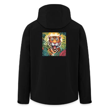 Lebendiger Dschungeltiger Illustration - Recycelte Männer Softshell-Jacke von Stanley/Stella - Schwarz - Hinten - AI Model Male 185 light (185cm)