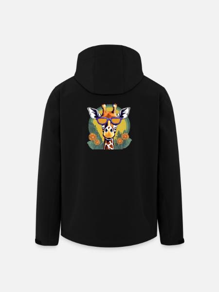 Leken sjiraff med solbriller - Softshelljakke herre i resirkulert polyester Stanley/Stella - svart